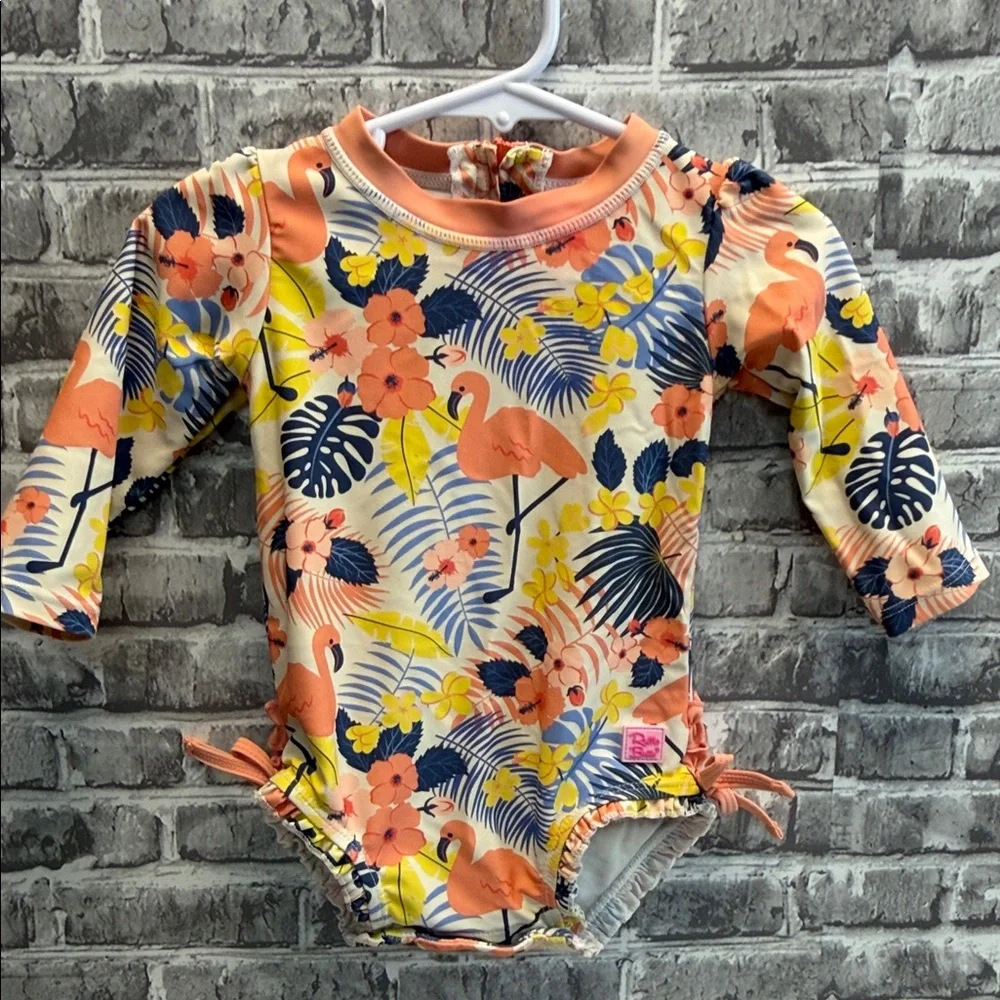 Ruffle Butts‎ Floral Flamingo Kids Swimsuit